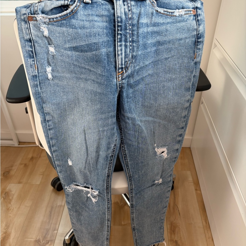 Rag & Bone Perfectly Distressed Blue Cropped Ankle Jeans 26 - Picture 3 of 7